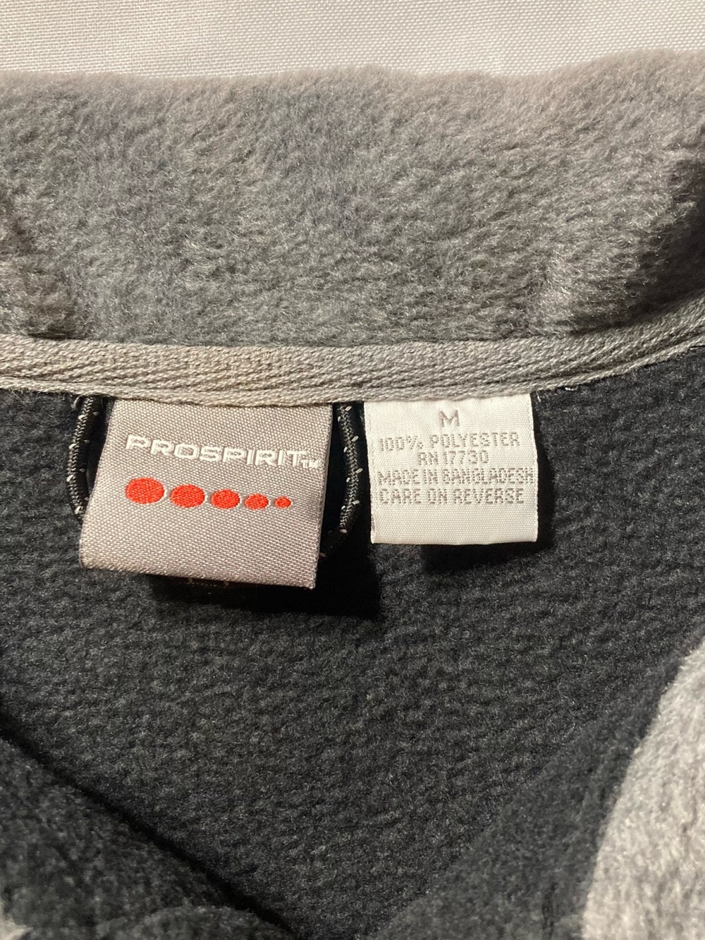 Prospirit Black Fleece Zip-Up Jacket with Gray Collar - Picture 3 of 6